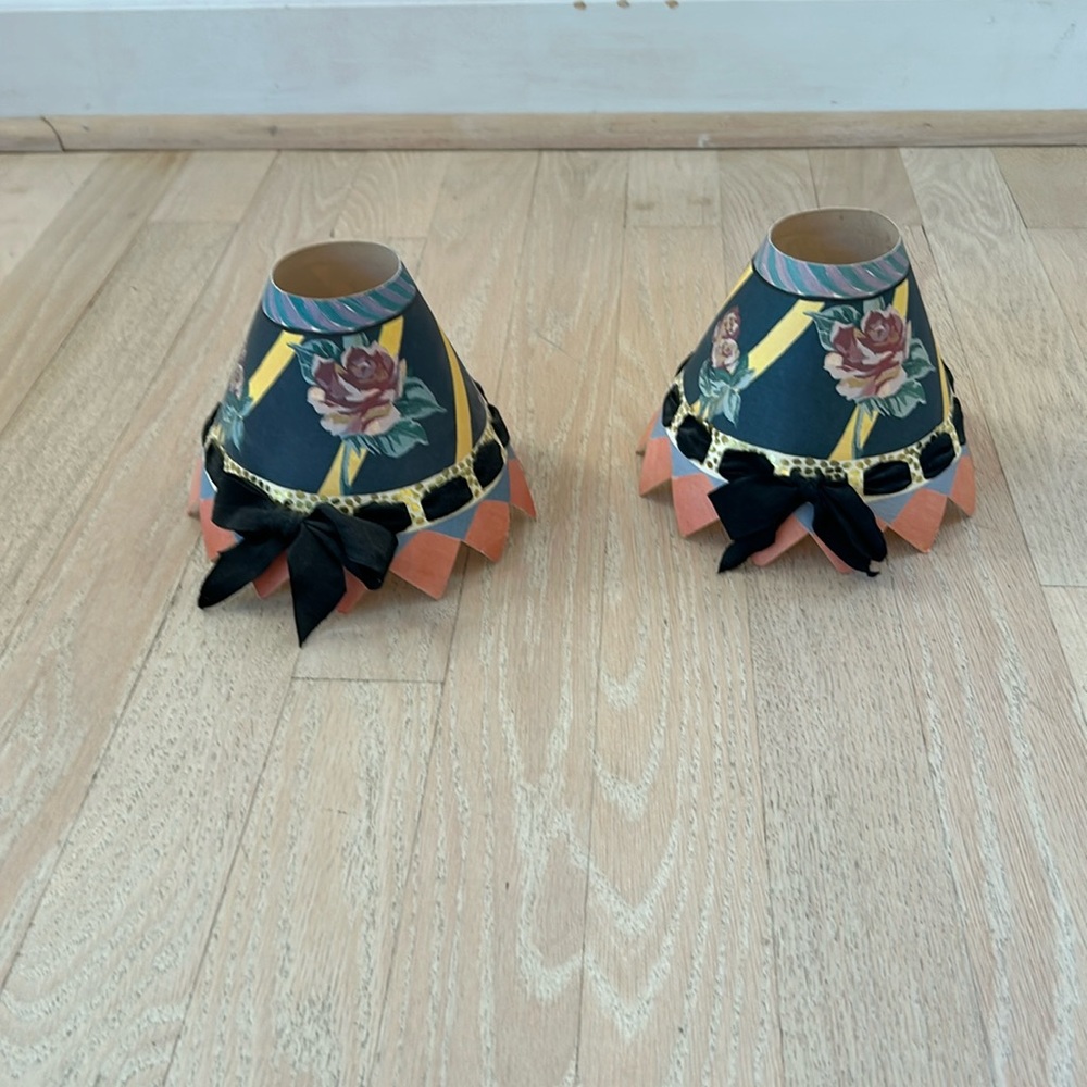 McKenzie Childs paper candle shades. Pair of 2